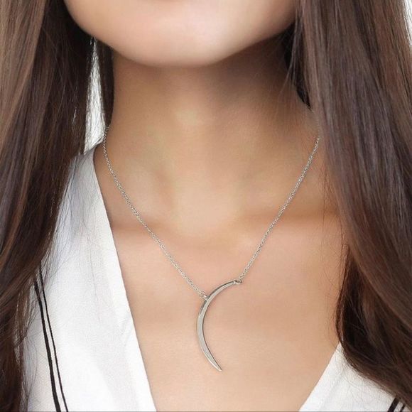 Sterling Forever Crescent Moon Neclace (slvr/gold) - Picture 1 of 7